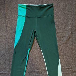 Athleta Green Colorblock Yoga Leggings